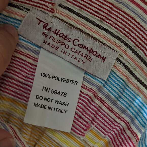 Filippo Catarzi The Hats Company Sun Bucket Hat Rainbow Stripe Fringe Wire Rim - Picture 4 of 5